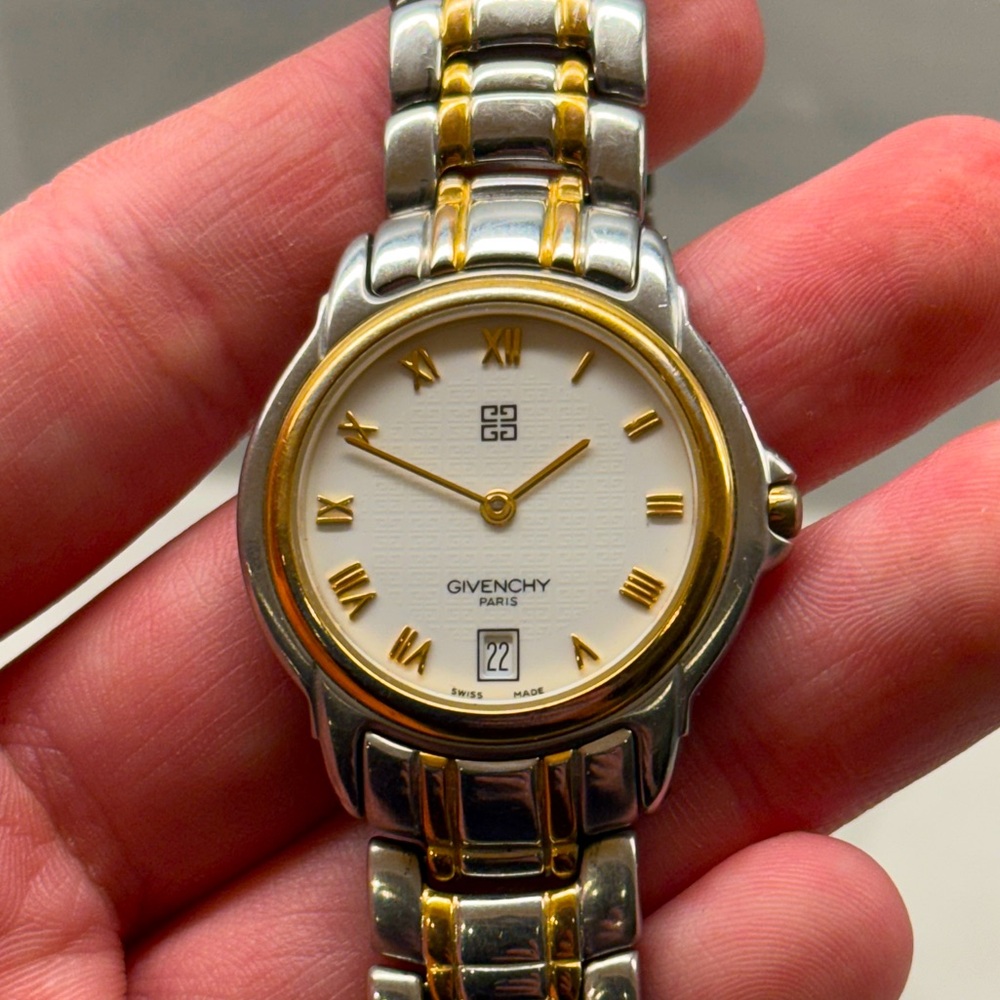 Vintage Givenchy Dress Watch Men’s Two Tone Swiss Made Date